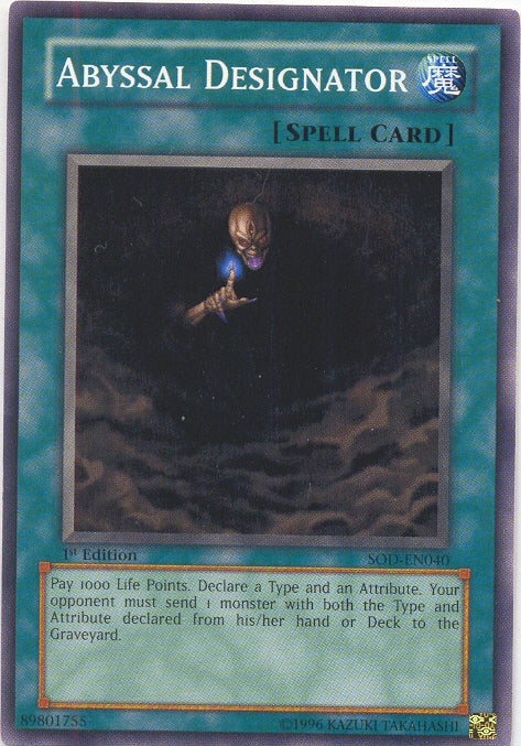 Abyssal Designator [SOD-EN040] Common | Jomio and Rueliete's Cards and Comics