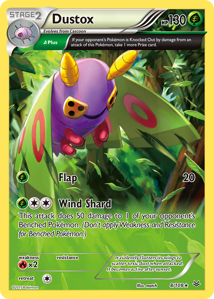 Dustox (8/108) [XY: Roaring Skies] | Jomio and Rueliete's Cards and Comics