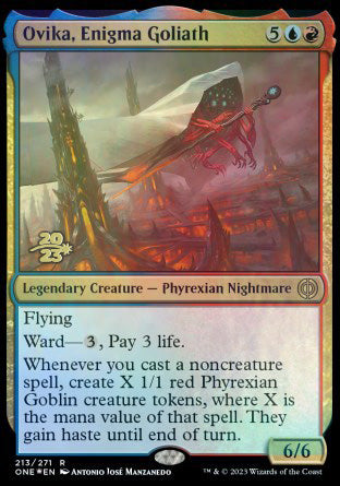 Ovika, Enigma Goliath [Phyrexia: All Will Be One Prerelease Promos] | Jomio and Rueliete's Cards and Comics