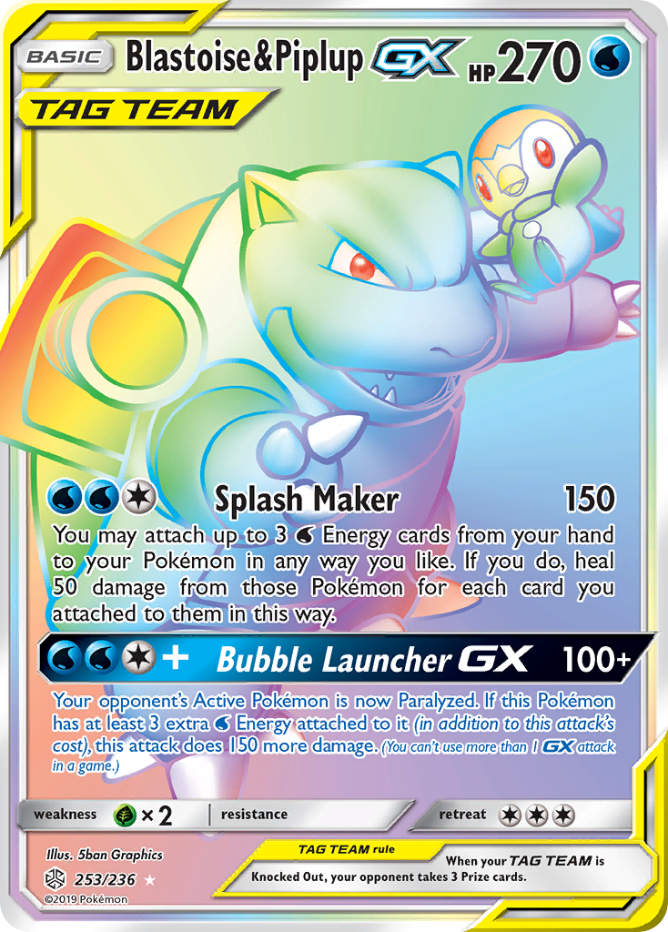 Blastoise & Piplup GX (253/236) [Sun & Moon: Cosmic Eclipse] | Jomio and Rueliete's Cards and Comics