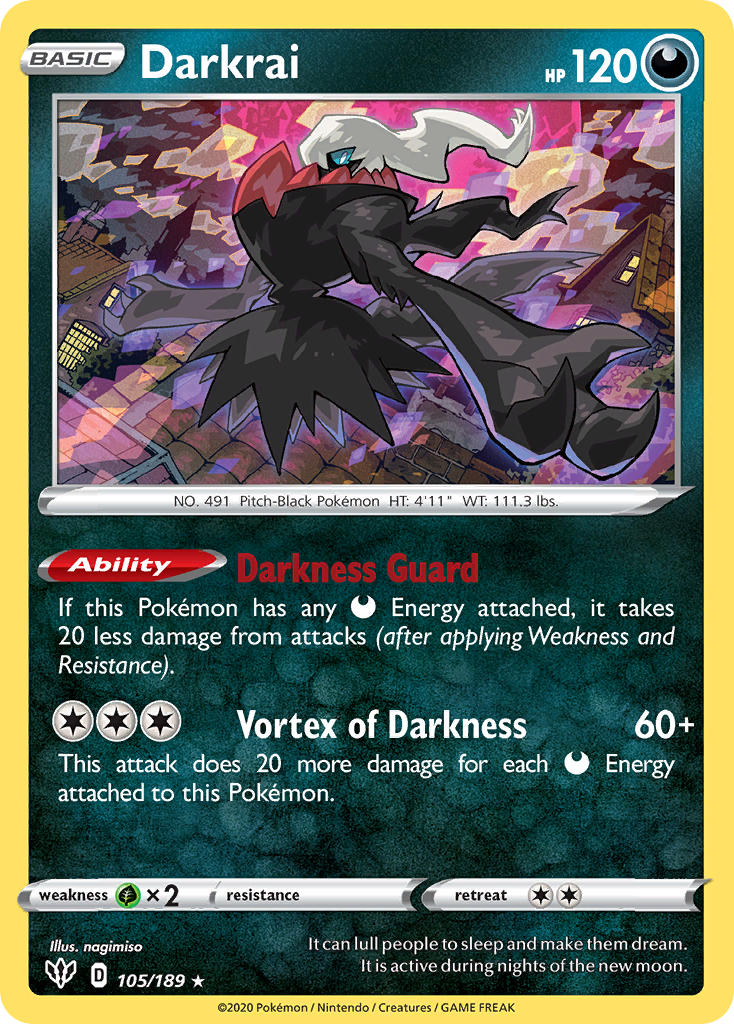 Darkrai (105/189) (Theme Deck Exclusive) [Sword & Shield: Darkness Ablaze] | Jomio and Rueliete's Cards and Comics