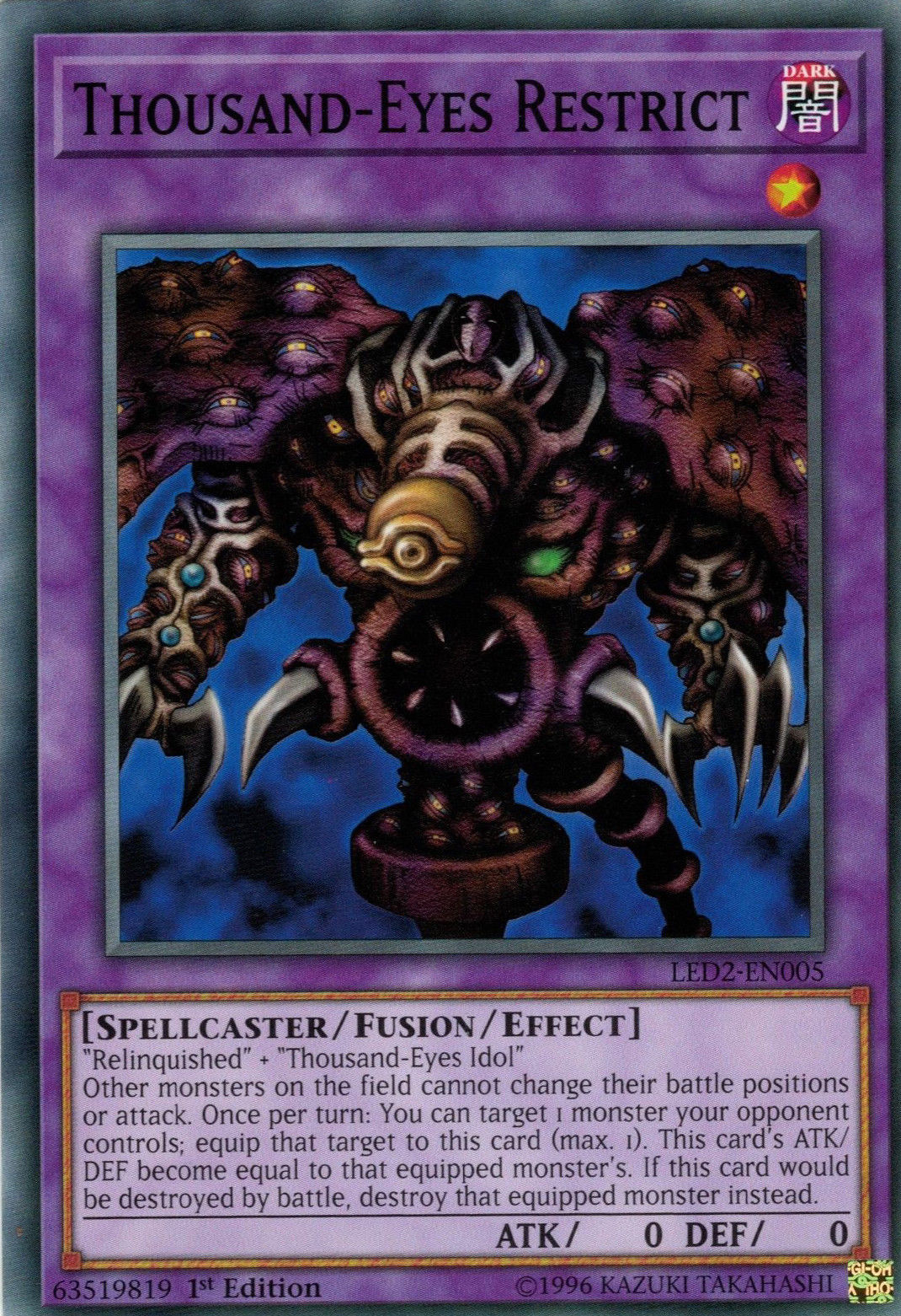 Thousand-Eyes Restrict [LED2-EN005] Common | Jomio and Rueliete's Cards and Comics