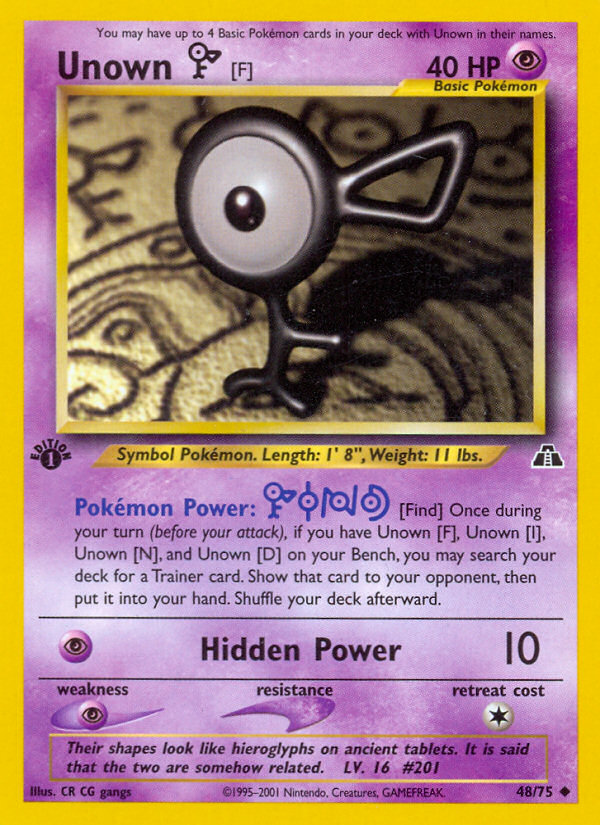 Unown [F] (48/75) [Neo Discovery 1st Edition] | Jomio and Rueliete's Cards and Comics