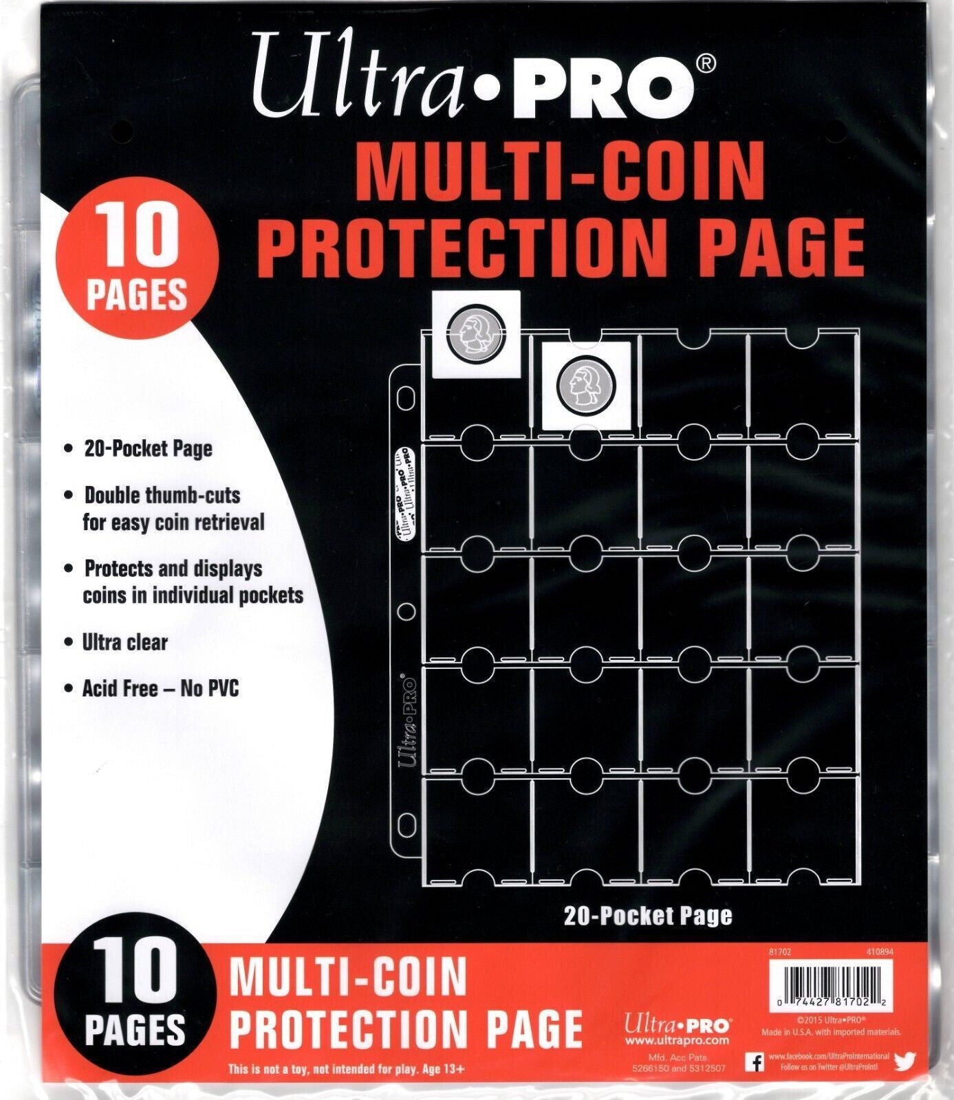 Ultra PRO: Protection Pages - Multi-Coin (10-Pack) | Jomio and Rueliete's Cards and Comics