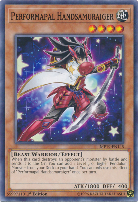 Performapal Handsamuraiger [MP19-EN145] Common | Jomio and Rueliete's Cards and Comics