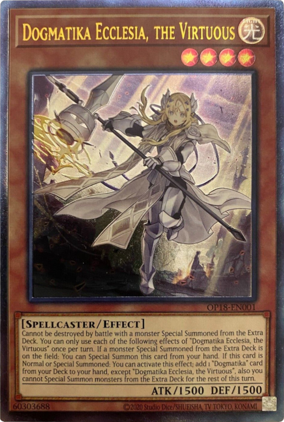 Dogmatika Ecclesia, the Virtuous [OP18-EN001] Ultimate Rare | Jomio and Rueliete's Cards and Comics