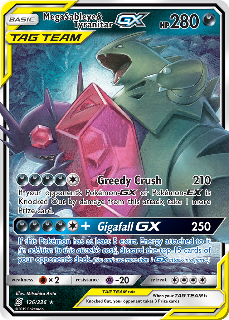 Mega Sableye & Tyranitar GX (126/236) [Sun & Moon: Unified Minds] | Jomio and Rueliete's Cards and Comics