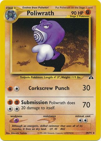 Poliwrath (28/75) [Neo Discovery Unlimited] | Jomio and Rueliete's Cards and Comics