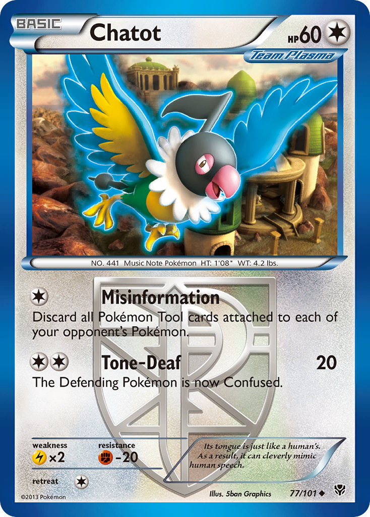Chatot (77/101) [Black & White: Plasma Blast] | Jomio and Rueliete's Cards and Comics