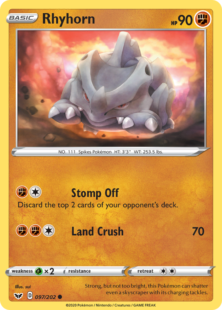 Rhyhorn (097/202) [Sword & Shield: Base Set] | Jomio and Rueliete's Cards and Comics