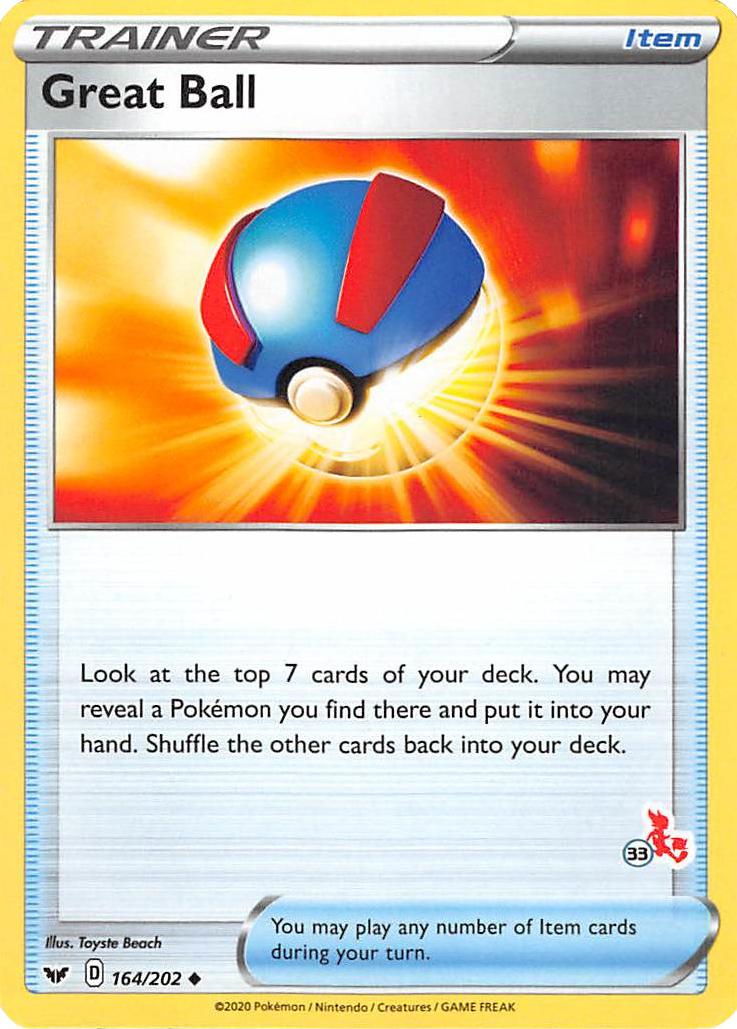 Great Ball (164/202) (Cinderace Stamp #33) [Battle Academy 2022] | Jomio and Rueliete's Cards and Comics