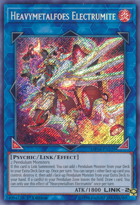 Heavymetalfoes Electrumite [MP18-EN229] Secret Rare | Jomio and Rueliete's Cards and Comics