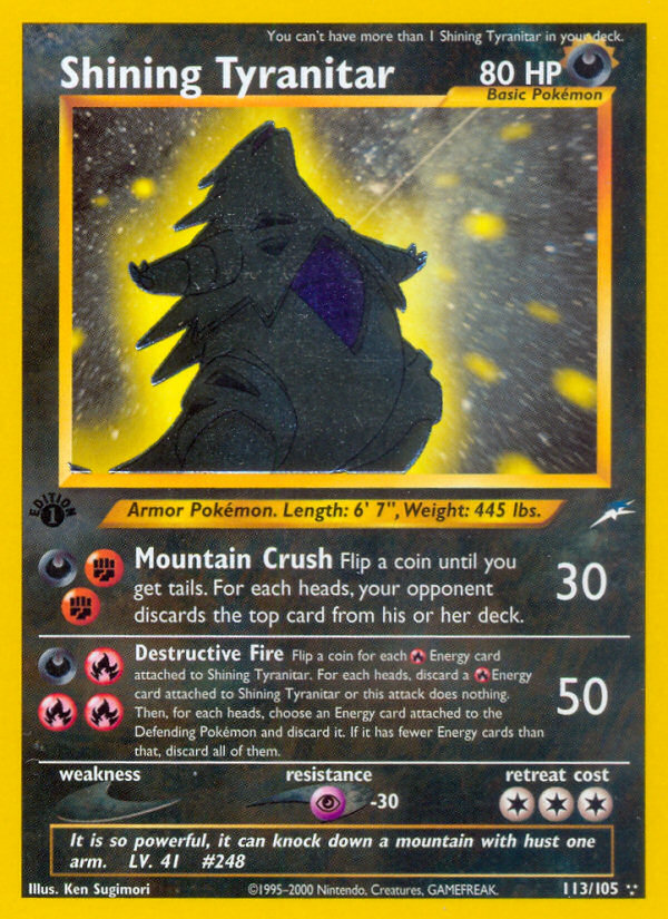Shining Tyranitar (113/105) [Neo Destiny 1st Edition] | Jomio and Rueliete's Cards and Comics