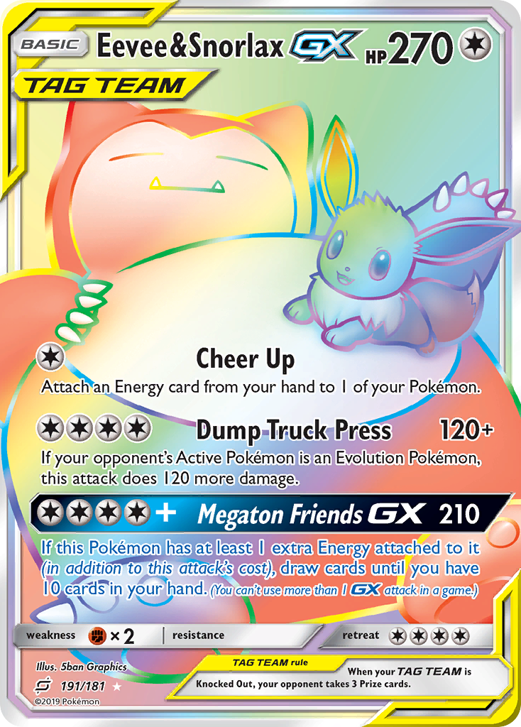Eevee & Snorlax GX (191/181) [Sun & Moon: Team Up] | Jomio and Rueliete's Cards and Comics