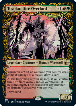 Tovolar, Dire Overlord // Tovolar, the Midnight Scourge (Showcase Equinox) [Innistrad: Midnight Hunt] | Jomio and Rueliete's Cards and Comics