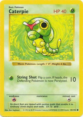 Caterpie (45/102) [Base Set Shadowless Unlimited] | Jomio and Rueliete's Cards and Comics