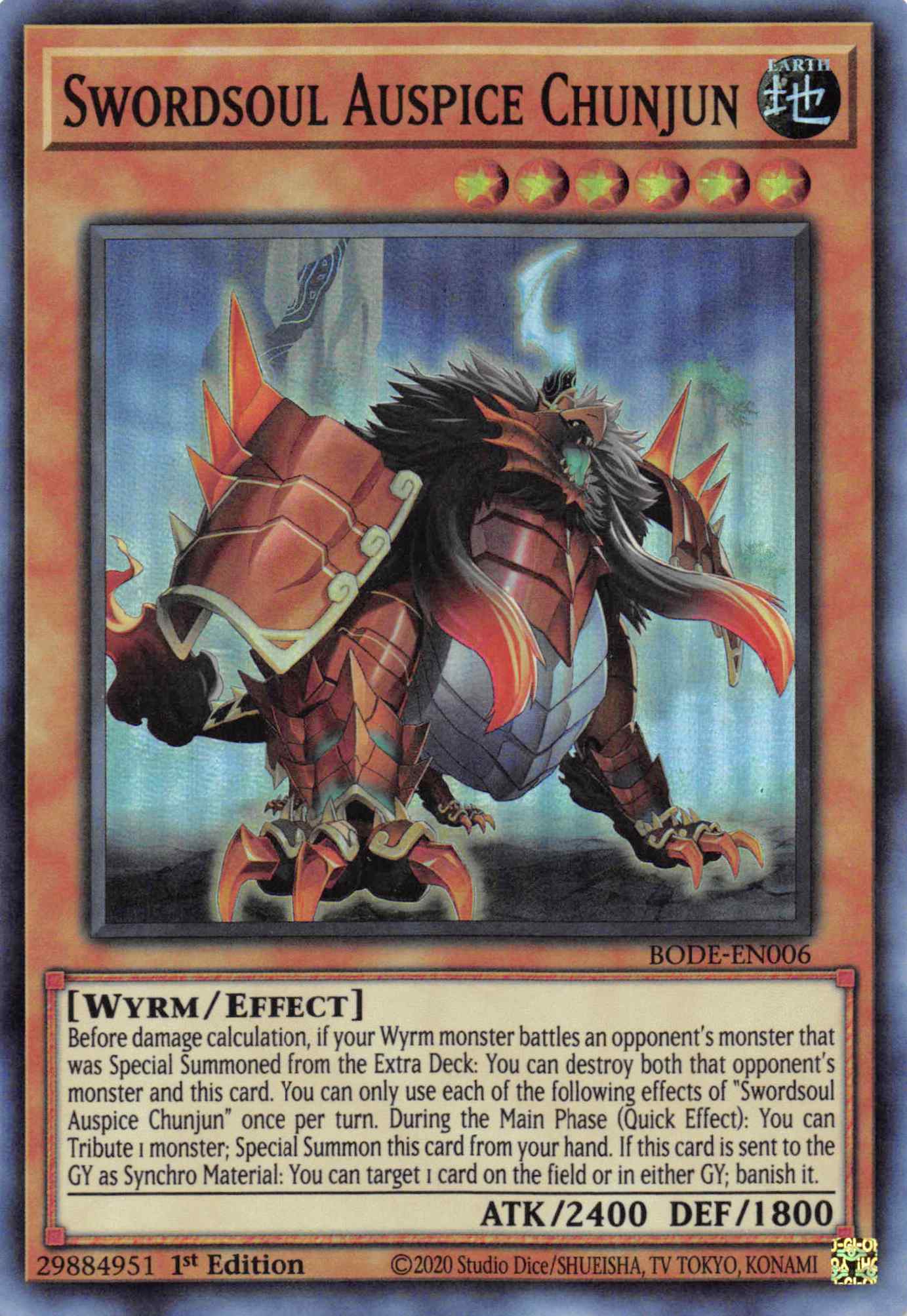 Swordsoul Auspice Chunjun [BODE-EN006] Super Rare | Jomio and Rueliete's Cards and Comics