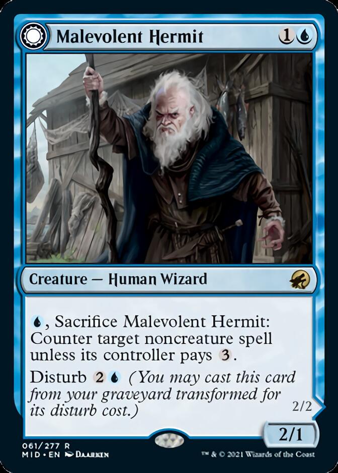 Malevolent Hermit // Benevolent Geist [Innistrad: Midnight Hunt] | Jomio and Rueliete's Cards and Comics