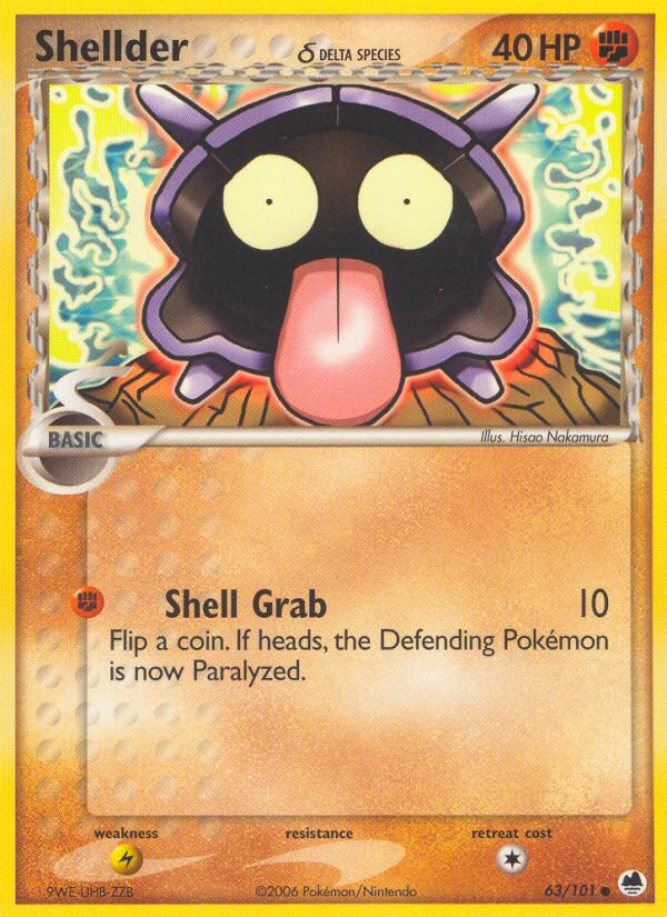 Shellder (63/101) (Delta Species) [EX: Dragon Frontiers] | Jomio and Rueliete's Cards and Comics