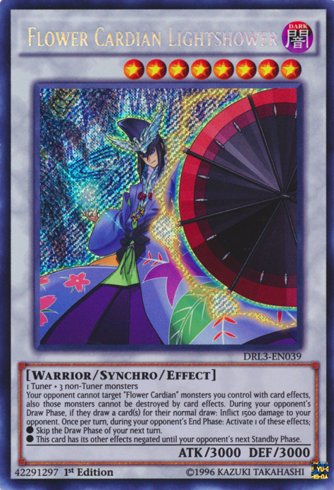 Flower Cardian Lightshower [DRL3-EN039] Secret Rare | Jomio and Rueliete's Cards and Comics