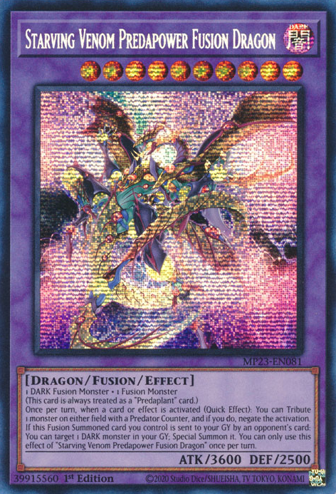 Starving Venom Predapower Fusion Dragon [MP23-EN081] Prismatic Secret Rare | Jomio and Rueliete's Cards and Comics