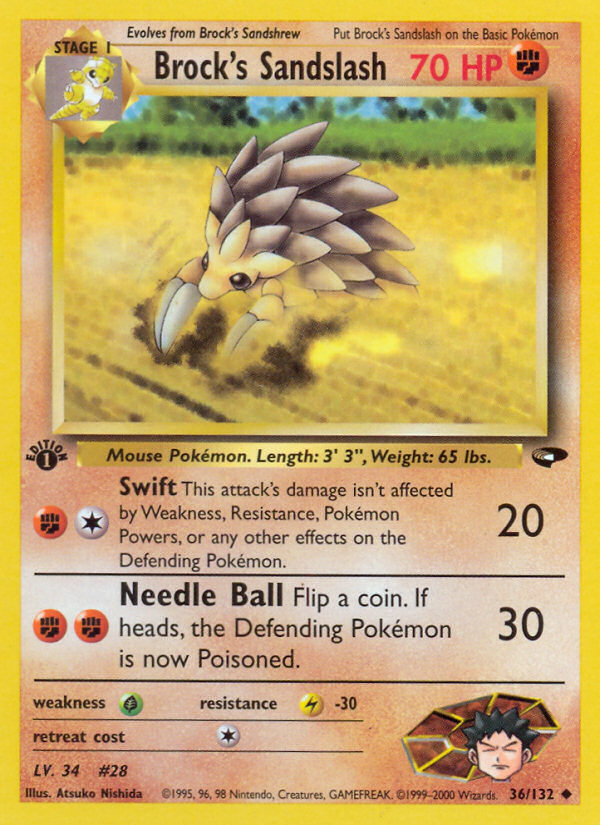 Brock's Sandslash (36/132) [Gym Challenge 1st Edition] | Jomio and Rueliete's Cards and Comics