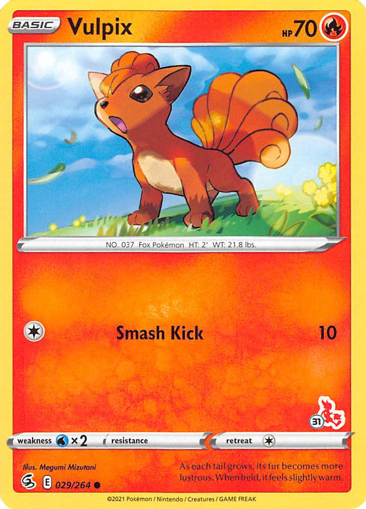 Vulpix (029/264) (Cinderace Stamp #31) [Battle Academy 2022] | Jomio and Rueliete's Cards and Comics