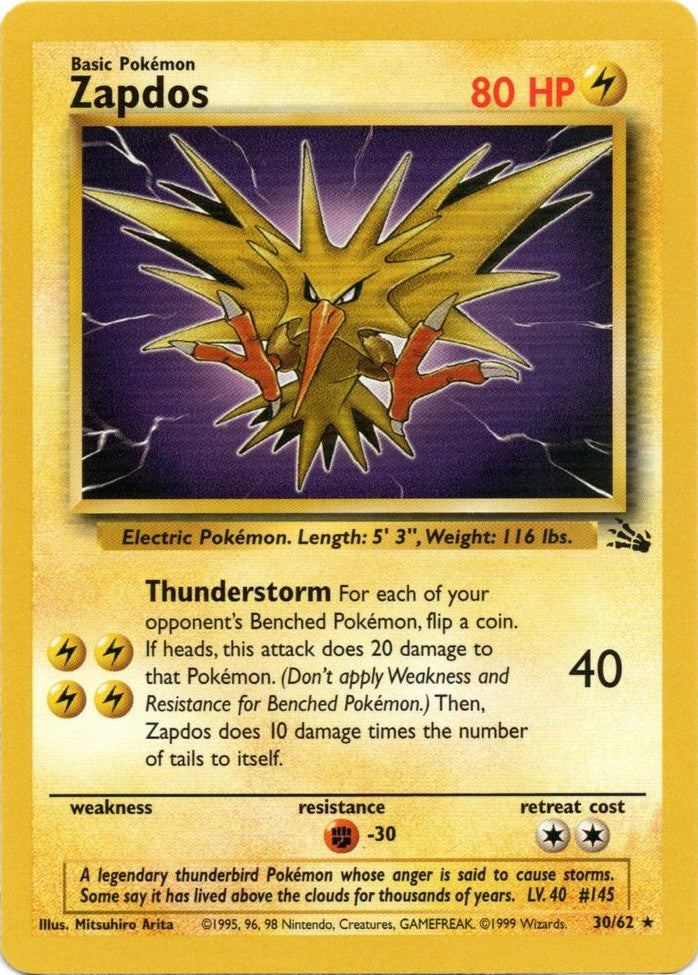Zapdos (30/62) [Fossil Unlimited] | Jomio and Rueliete's Cards and Comics