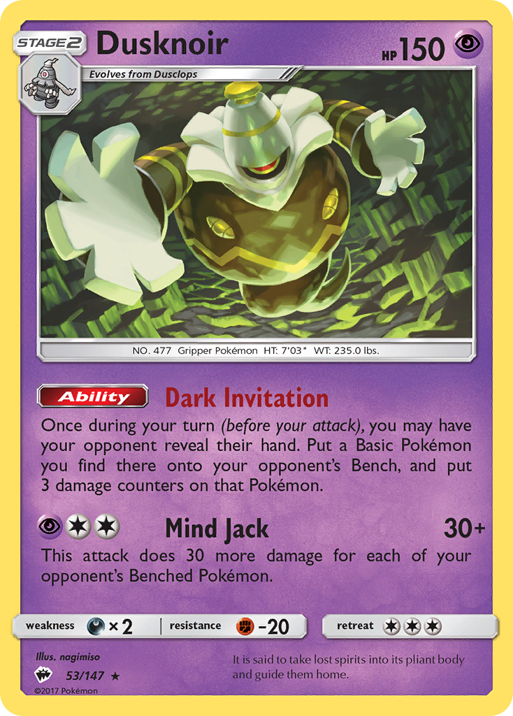 Dusknoir (53/147) [Sun & Moon: Burning Shadows] | Jomio and Rueliete's Cards and Comics