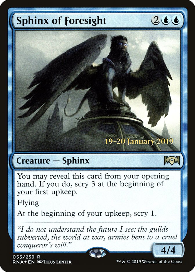 Sphinx of Foresight [Ravnica Allegiance Prerelease Promos] | Jomio and Rueliete's Cards and Comics