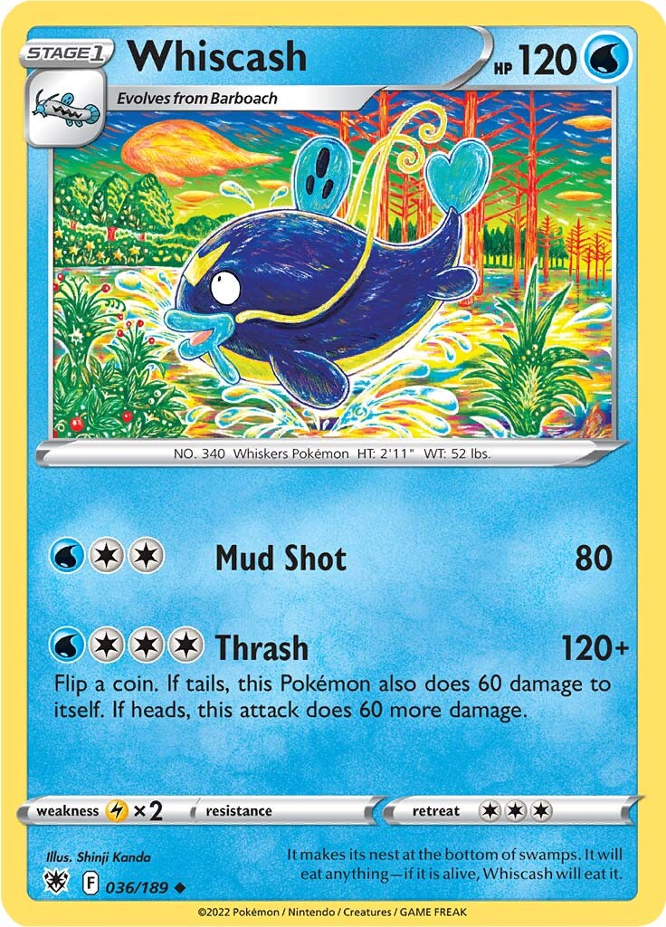 Whiscash (036/189) [Sword & Shield: Astral Radiance] | Jomio and Rueliete's Cards and Comics