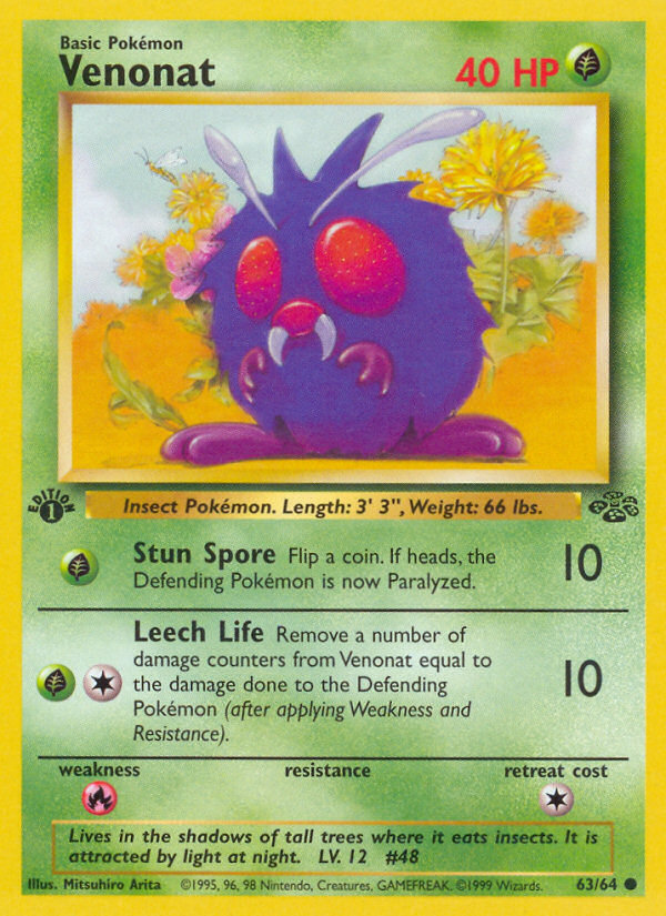 Venonat (63/64) [Jungle 1st Edition] | Jomio and Rueliete's Cards and Comics