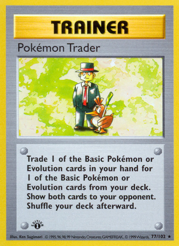Pokemon Trader (77/102) (Shadowless) [Base Set 1st Edition] | Jomio and Rueliete's Cards and Comics