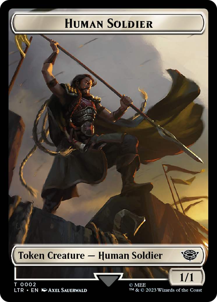 Human (04) // Human Soldier (02) Double-Sided Token [The Lord of the Rings: Tales of Middle-Earth Commander Tokens] | Jomio and Rueliete's Cards and Comics