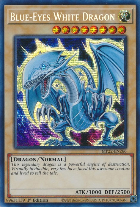 Blue-Eyes White Dragon [MP22-EN266] Prismatic Secret Rare | Jomio and Rueliete's Cards and Comics