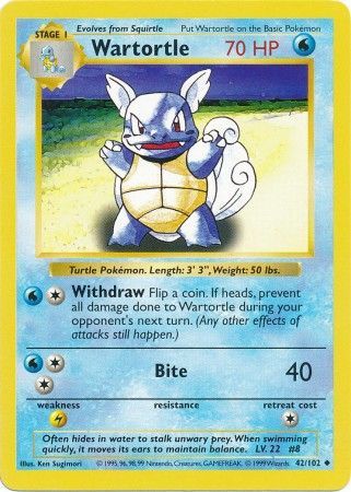 Wartortle (42/102) [Base Set Shadowless Unlimited] | Jomio and Rueliete's Cards and Comics