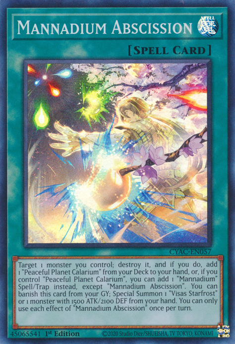 Mannadium Abscission [CYAC-EN057] Super Rare | Jomio and Rueliete's Cards and Comics