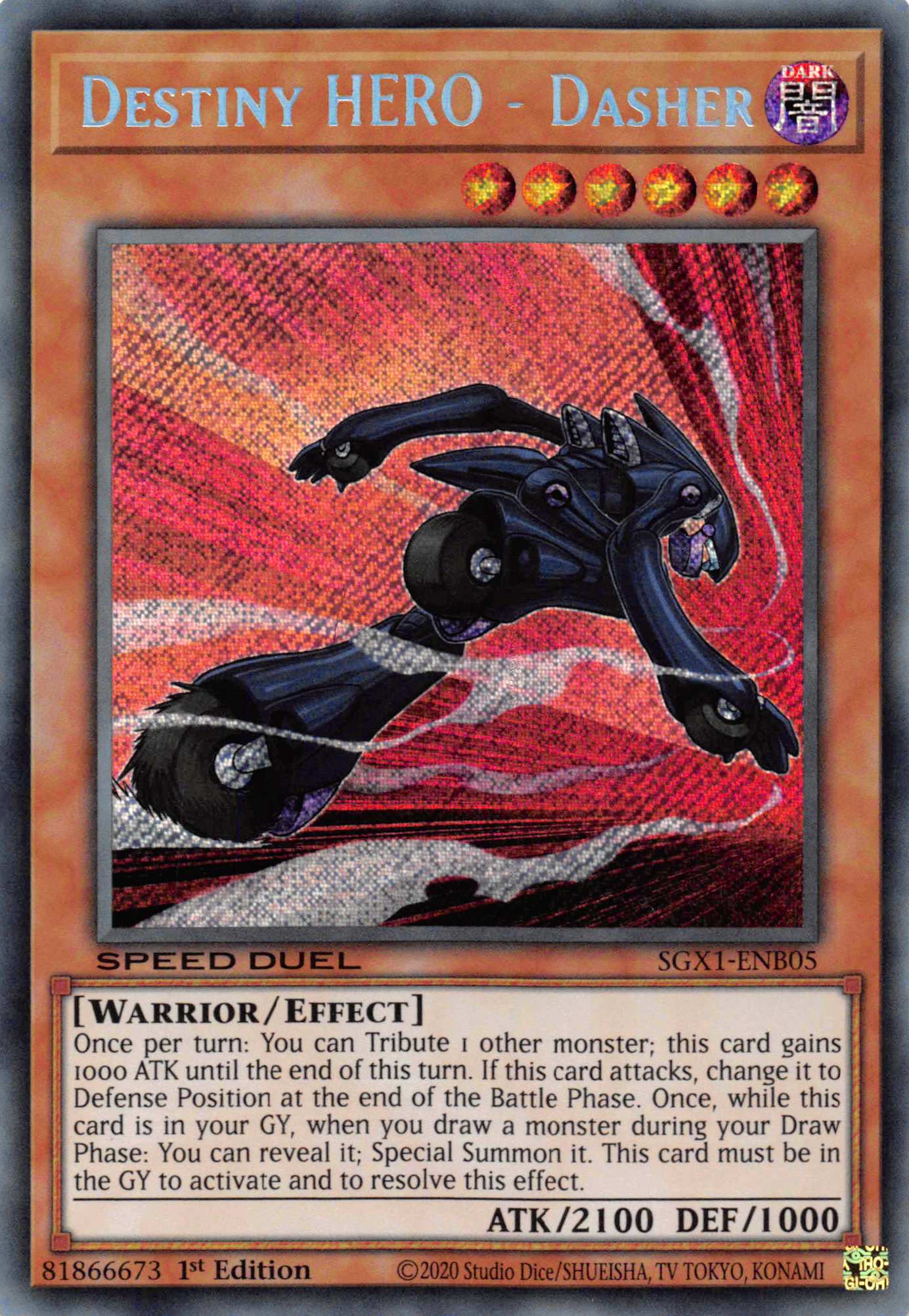 Destiny HERO - Dasher [SGX1-ENB05] Secret Rare | Jomio and Rueliete's Cards and Comics