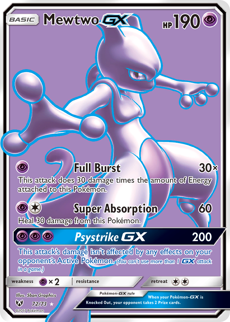 Mewtwo GX (72/73) [Sun & Moon: Shining Legends] | Jomio and Rueliete's Cards and Comics
