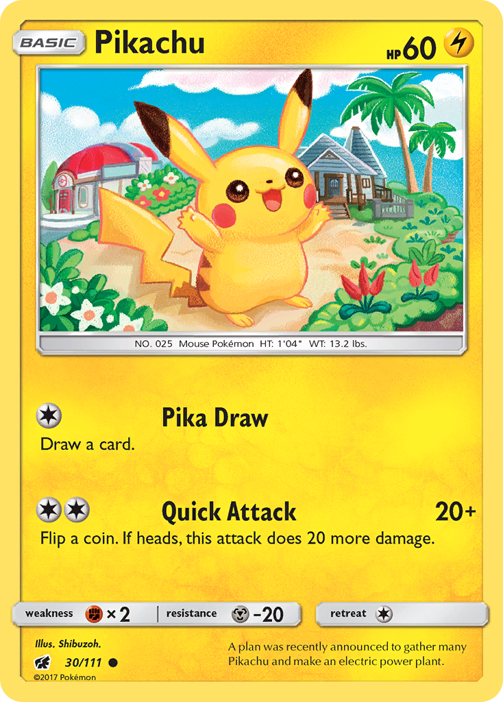 Pikachu (30/111) [Sun & Moon: Crimson Invasion] | Jomio and Rueliete's Cards and Comics