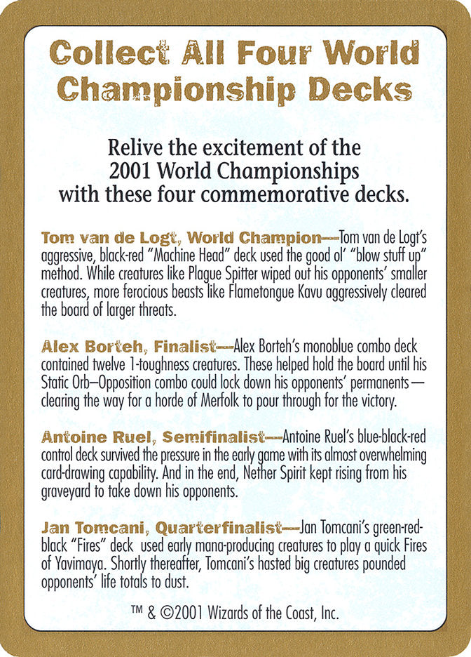 2001 World Championships Ad [World Championship Decks 2001] | Jomio and Rueliete's Cards and Comics