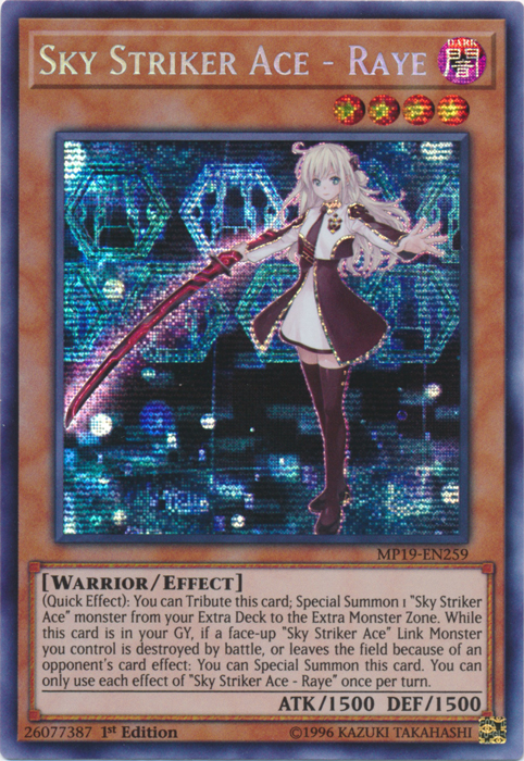 Sky Striker Ace - Raye [MP19-EN259] Prismatic Secret Rare | Jomio and Rueliete's Cards and Comics
