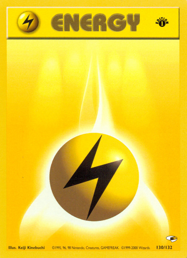 Lightning Energy (130/132) [Gym Heroes 1st Edition] | Jomio and Rueliete's Cards and Comics
