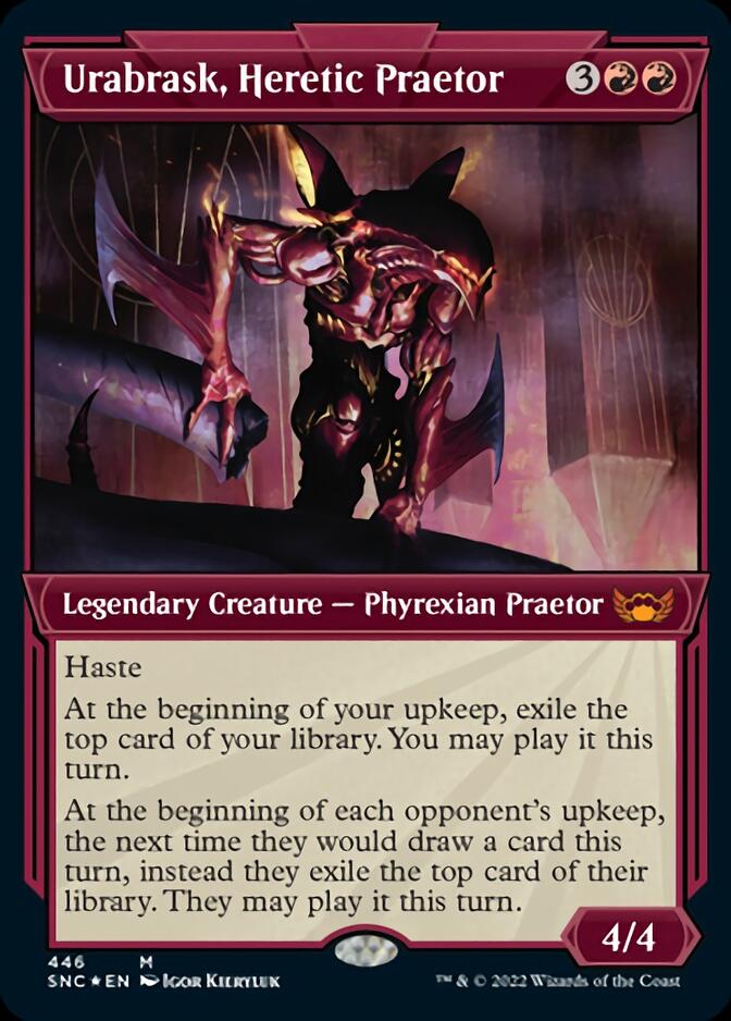 Urabrask, Heretic Praetor (Showcase Art Deco Foil Etched) [Streets of New Capenna] | Jomio and Rueliete's Cards and Comics