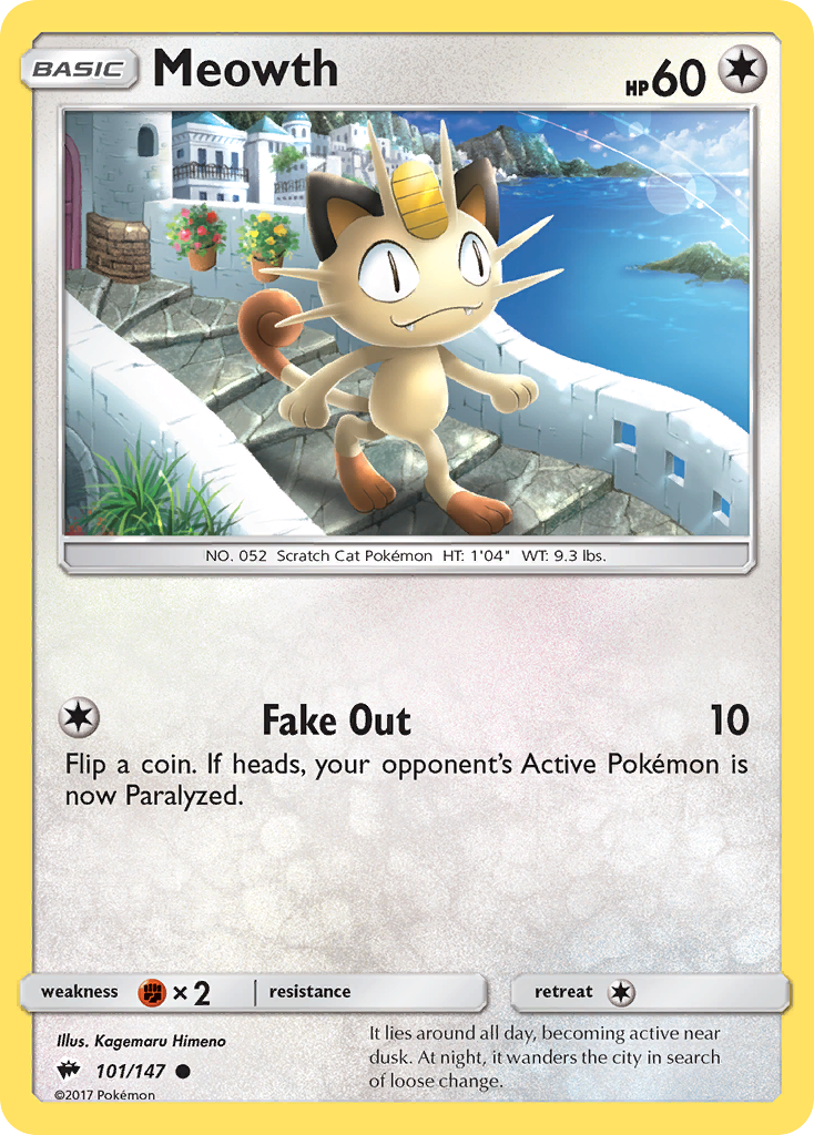 Meowth (101/147) [Sun & Moon: Burning Shadows] | Jomio and Rueliete's Cards and Comics