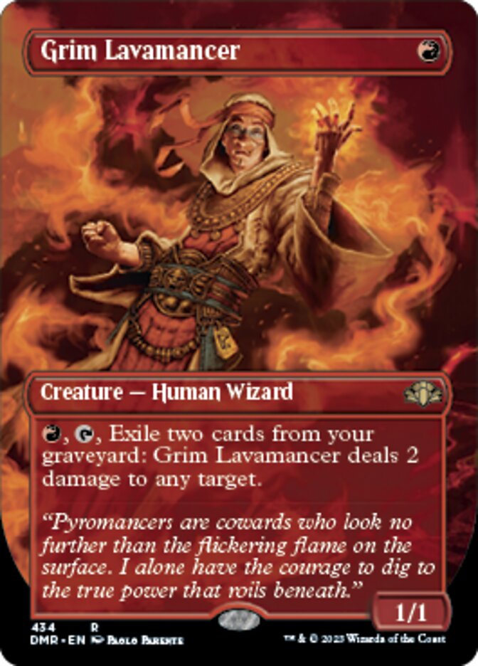Grim Lavamancer (Borderless Alternate Art) [Dominaria Remastered] | Jomio and Rueliete's Cards and Comics