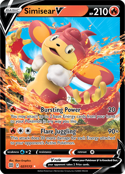 Simisear V (027/172) [Sword & Shield: Brilliant Stars] | Jomio and Rueliete's Cards and Comics