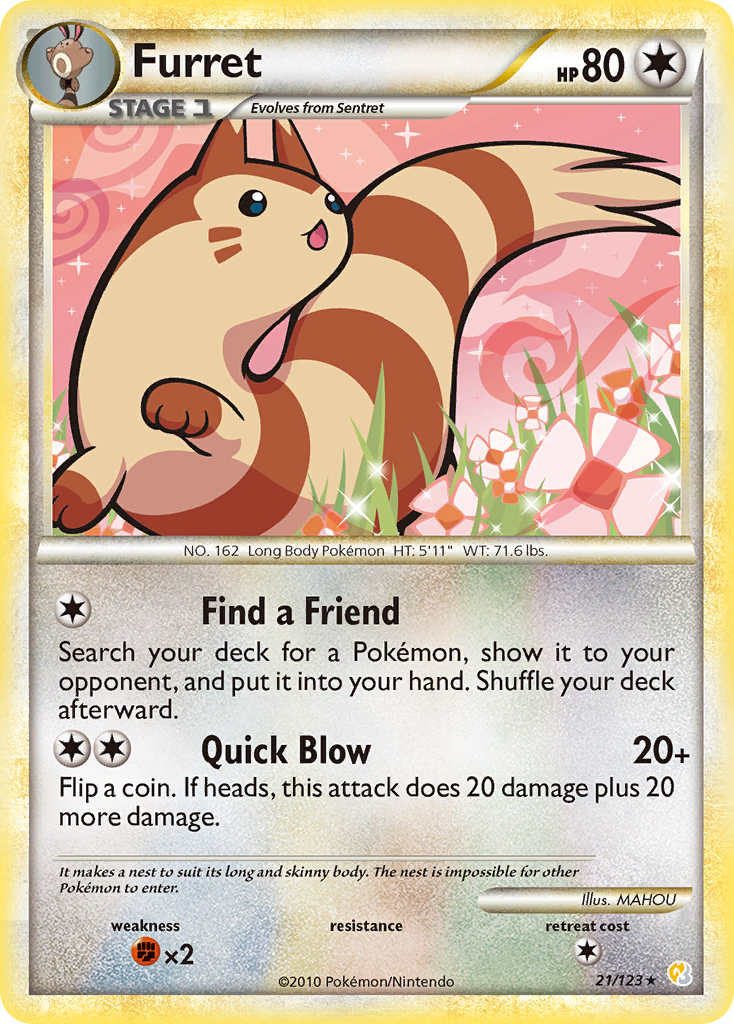 Furret (21/123) [HeartGold & SoulSilver: Base Set] | Jomio and Rueliete's Cards and Comics