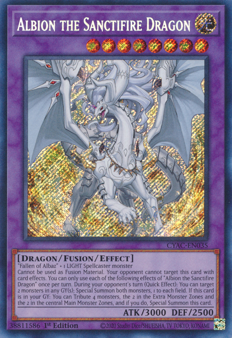 Albion the Sanctifire Dragon [CYAC-EN035] Secret Rare | Jomio and Rueliete's Cards and Comics