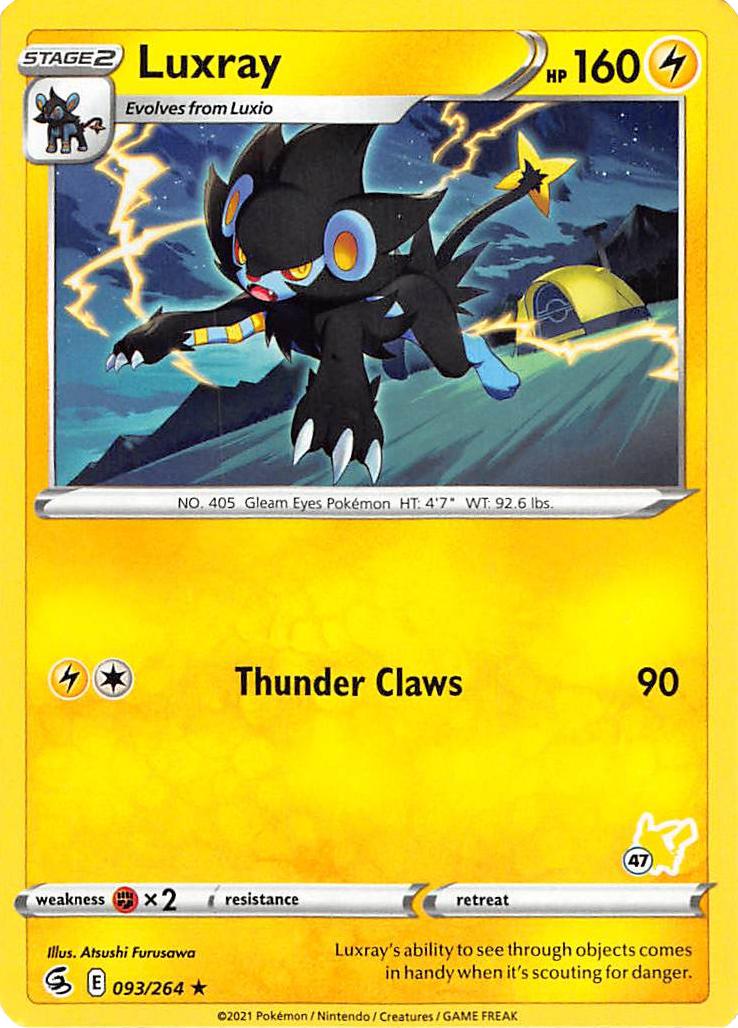 Luxray (093/264) (Pikachu Stamp #47) [Battle Academy 2022] | Jomio and Rueliete's Cards and Comics